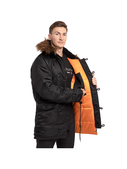 Чорна зимова куртка Аляска N-3B Black чоловіча подовжена, Розмір: 48-50 (M), зображення 8