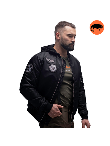 Куртка MA-1 hooded light Black, Розмір: 52-54 (L), зображення 4