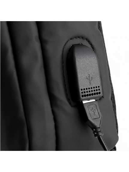 Сумка плечова с USB-портом водонепроникна Black, фото 7