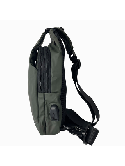 Сумка плечова с USB-портом водонепроникна green, фото 3