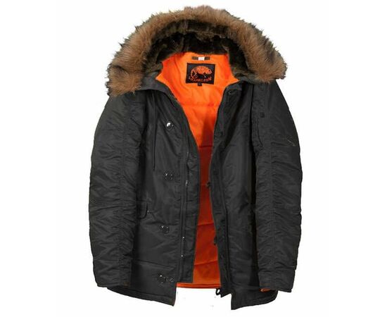 Чорна зимова куртка Аляска N-3B Black чоловіча подовжена, Розмір: 56-58 (XL), зображення 14