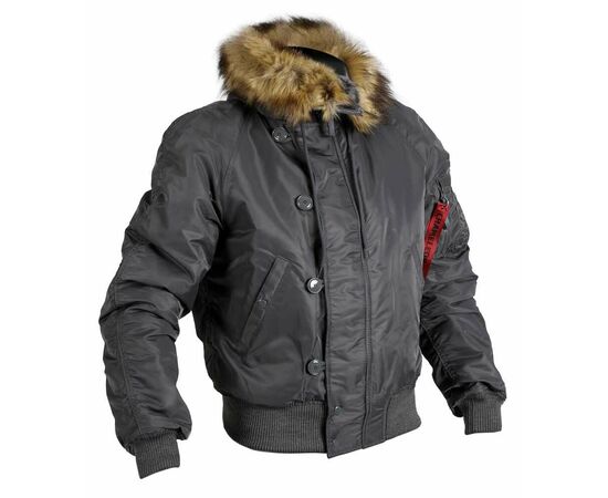 Серая куртка мужская с капюшоном N-2B Slim Gray зимний бомбер, Размер: 52-54 (L), фото 2