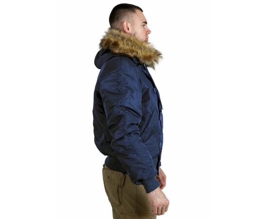 Зимова чоловіча синя куртка з капюшоном N-2B Slim Navy бомбер, Розмір: 44-46 (S), зображення 3 Зимова чоловіча синя куртка з капюшоном N-2B Slim Navy бомбер, Розмір: 44-46 (S), зображення 3