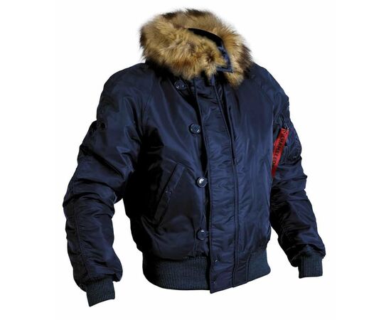 Зимова чоловіча синя куртка з капюшоном N-2B Slim Navy бомбер, Розмір: 44-46 (S), зображення 2 Зимова чоловіча синя куртка з капюшоном N-2B Slim Navy бомбер, Розмір: 44-46 (S), зображення 2