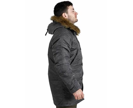 Сіра чоловіча куртка Аляска Slim Fit N-3B Gray подовжена, Розмір: 40-42 (XS), зображення 9