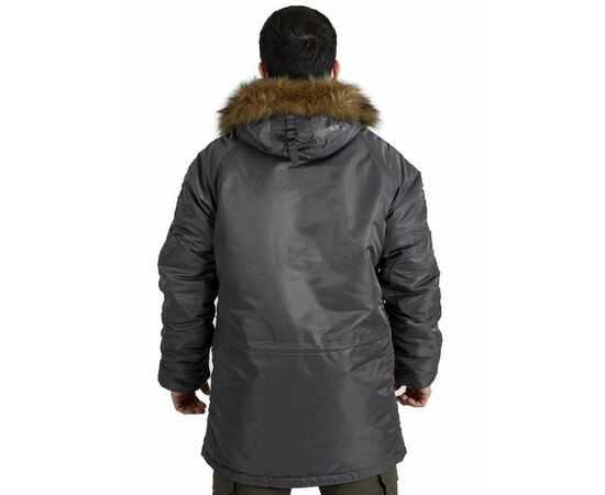 Сіра чоловіча куртка Аляска Slim Fit N-3B Gray подовжена, Розмір: 40-42 (XS), зображення 10