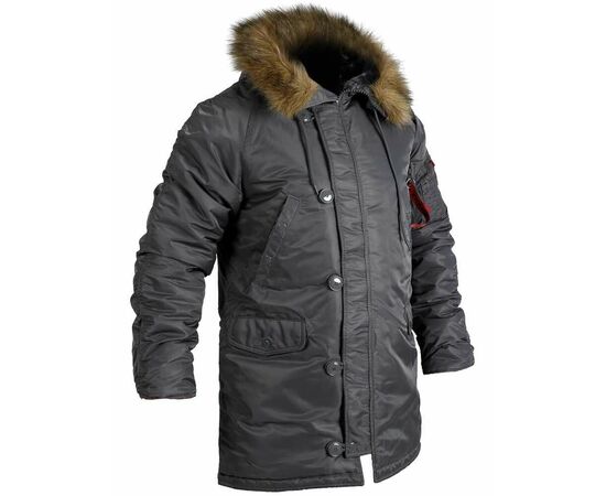 Серая мужская куртка Аляска Slim Fit N-3B Gray удлиненная, Размер: 52-54 (L), фото 13 Серая мужская куртка Аляска Slim Fit N-3B Gray удлиненная, Размер: 52-54 (L), фото 13