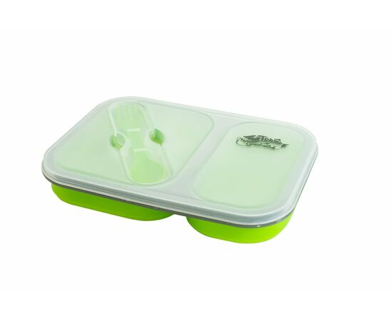 Контейнер силиконовый на 2 отсека Tramp (900ml) с ловилкой olive, фото 2