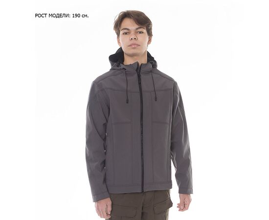 Чоловіча сіра куртка демісезонна Soft Shell софтшелл Wolf Grey, Розмір: 48-50 (M), зображення 3
