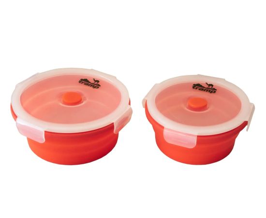 Контейнер TRAMP складной силиконовый с крышкой защелкой 800 мл Оранжевый, фото 3