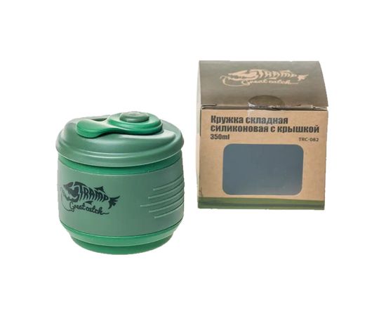 Горнятко складане Tramp силіконове з кришкою 350мл Olive, зображення 3