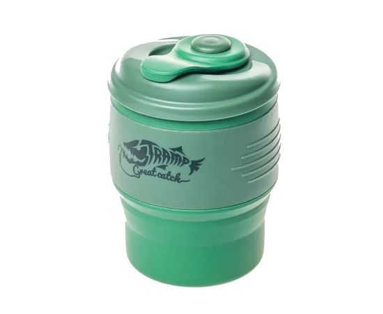 Горнятко складане Tramp силіконове з кришкою 350мл Olive, зображення 2
