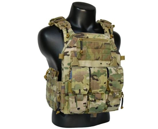Жилет тактический плитоноска Multicam с тройным подсумком