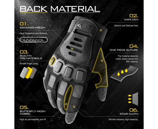 Рукавиці тактичні Zag-2 Black, Розмір: XL, зображення 3