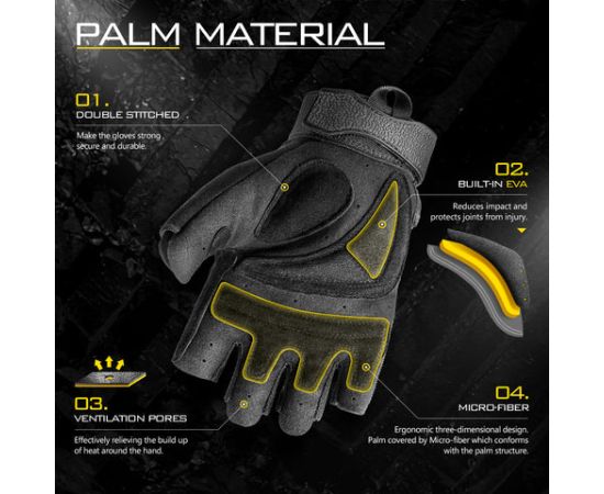 Чорні тактичні рукавиці безпалі Zag-2 half finger Black, Розмір: XL, зображення 5