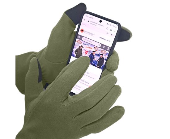 Перчатки флисовые Бистрейч Olive, фото 5