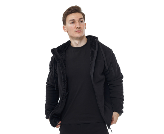 Чоловіча чорна флісова куртка з капюшоном Viking Black, Розмір: 52-54 (L), зображення 3