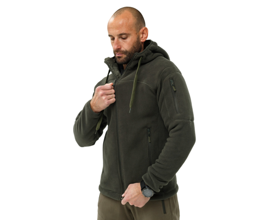 Мужская флисовая куртка с капюшоном Viking Olive, Размер: 60-62 (XXL), фото 2 Мужская флисовая куртка с капюшоном Viking Olive, Размер: 60-62 (XXL), фото 2