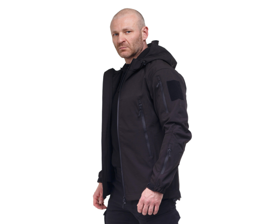Тактическая куртка Soft Shell Spartan Police Black черная с капюшоном, Размер: 52-54 (L), фото 3