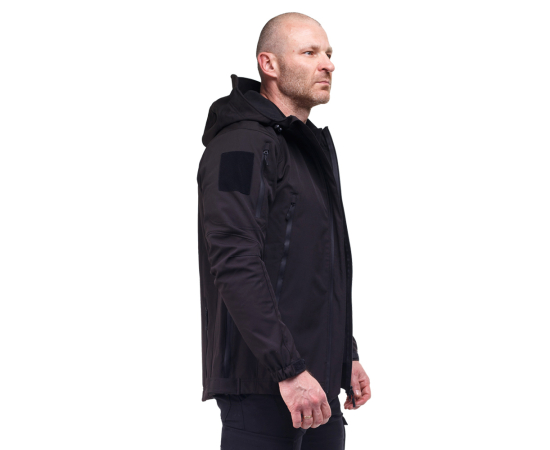 Тактическая куртка Soft Shell Spartan Police Black черная с капюшоном, Размер: 40-42 (XS), фото 4 Тактическая куртка Soft Shell Spartan Police Black черная с капюшоном, Размер: 40-42 (XS), фото 4