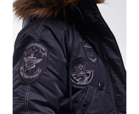 Зимова куртка Аляска чоловіча чорна N-3B Top Gun Black, Розмір: 40-42 (XS), зображення 10 Зимова куртка Аляска чоловіча чорна N-3B Top Gun Black, Розмір: 40-42 (XS), зображення 10