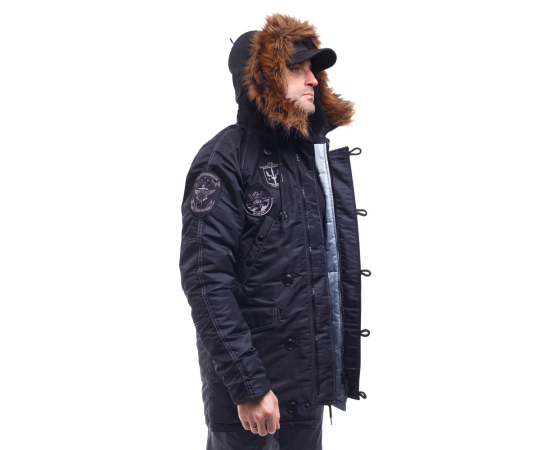 Зимова куртка Аляска чоловіча чорна N-3B Top Gun Black, Розмір: 40-42 (XS), зображення 2 Зимова куртка Аляска чоловіча чорна N-3B Top Gun Black, Розмір: 40-42 (XS), зображення 2