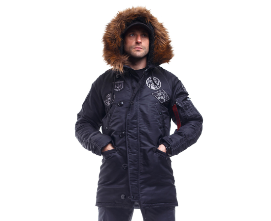 Зимова куртка Аляска чоловіча чорна N-3B Top Gun Black, Розмір: 40-42 (XS), зображення 3 Зимова куртка Аляска чоловіча чорна N-3B Top Gun Black, Розмір: 40-42 (XS), зображення 3