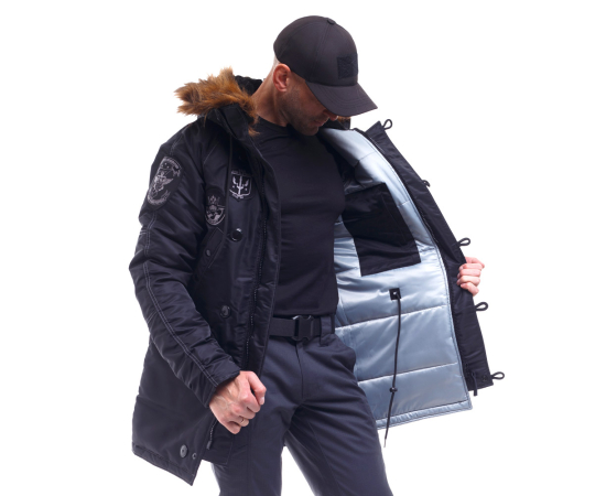 Зимова куртка Аляска чоловіча чорна N-3B Top Gun Black, Розмір: 40-42 (XS), зображення 6 Зимова куртка Аляска чоловіча чорна N-3B Top Gun Black, Розмір: 40-42 (XS), зображення 6