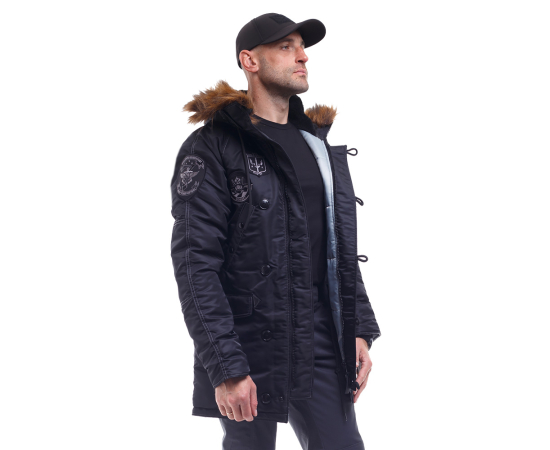 Зимова куртка Аляска чоловіча чорна N-3B Top Gun Black, Розмір: 40-42 (XS), зображення 7 Зимова куртка Аляска чоловіча чорна N-3B Top Gun Black, Розмір: 40-42 (XS), зображення 7