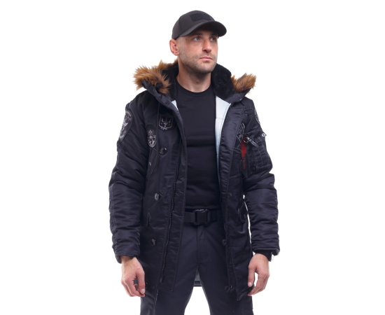 Зимова куртка Аляска чоловіча чорна N-3B Top Gun Black, Розмір: 40-42 (XS), зображення 8 Зимова куртка Аляска чоловіча чорна N-3B Top Gun Black, Розмір: 40-42 (XS), зображення 8