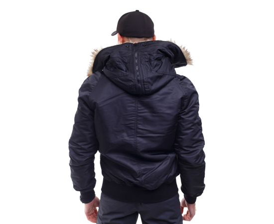 Зимняя куртка бомбер мужская N-2B Slim Black черная, Размер: 56-58 (XL), фото 10