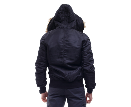 Зимняя куртка бомбер мужская N-2B Slim Black черная, Размер: 48-50 (M), фото 11