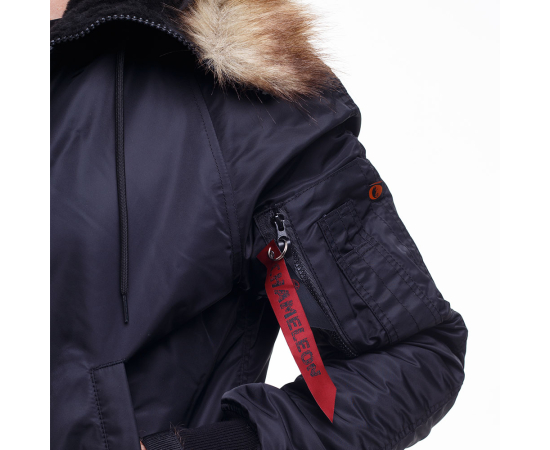 Зимняя куртка бомбер мужская N-2B Slim Black черная, Размер: 56-58 (XL), фото 12