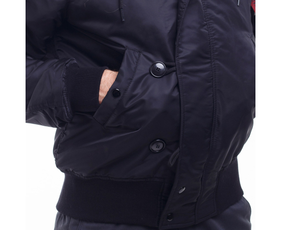 Зимняя куртка бомбер мужская N-2B Slim Black черная, Размер: 56-58 (XL), фото 14