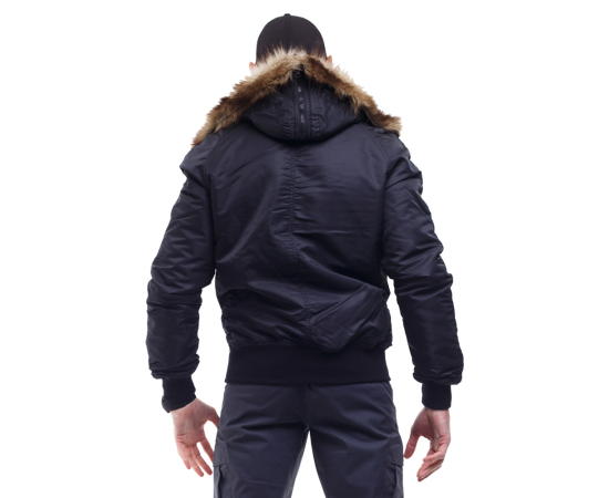 Зимняя куртка бомбер мужская N-2B Slim Black черная, Размер: 48-50 (M), фото 9
