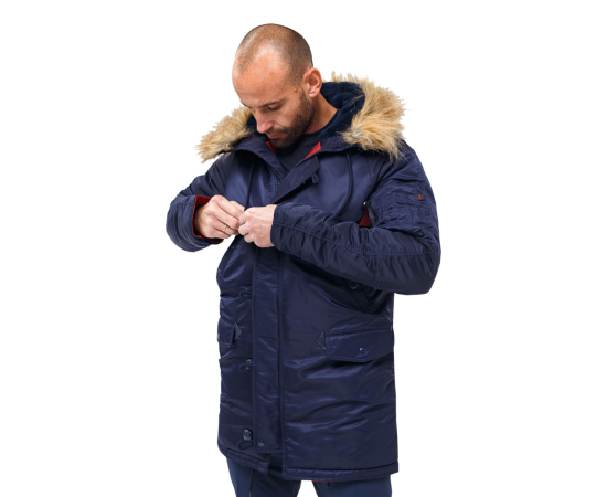Мужская куртка Аляска синяя Slim Fit N-3B Navy, Размер: 40-42 (XS), фото 3