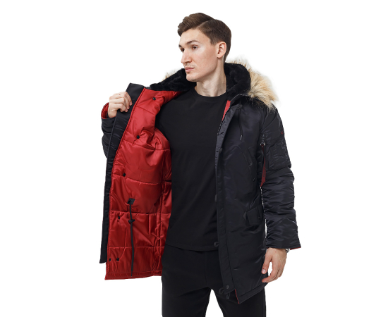 Куртка Аляска чоловіча зимова Slim Fit N-3B Black, Розмір: 48-50 (M), зображення 3 Куртка Аляска чоловіча зимова Slim Fit N-3B Black, Розмір: 48-50 (M), зображення 3