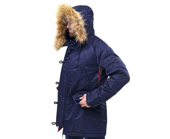Чоловіча куртка Аляска синя Slim Fit N-3B Navy, Розмір: 44-46 (S), зображення 2 Чоловіча куртка Аляска синя Slim Fit N-3B Navy, Розмір: 44-46 (S), зображення 2