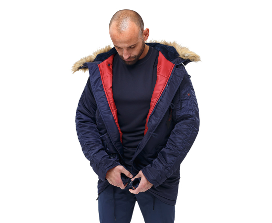 Чоловіча куртка Аляска синя Slim Fit N-3B Navy, Розмір: 44-46 (S), зображення 3 Чоловіча куртка Аляска синя Slim Fit N-3B Navy, Розмір: 44-46 (S), зображення 3