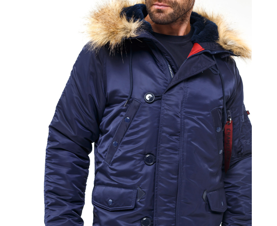 Чоловіча куртка Аляска синя Slim Fit N-3B Navy, Розмір: 44-46 (S), зображення 12 Чоловіча куртка Аляска синя Slim Fit N-3B Navy, Розмір: 44-46 (S), зображення 12