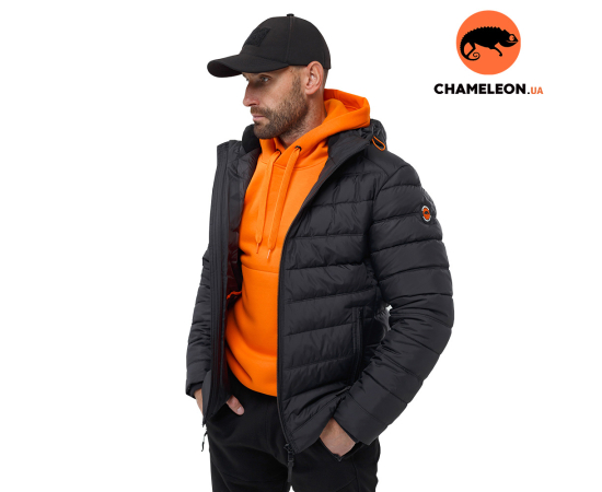 Черная стеганая куртка мужская с капюшоном Proxima Black, Размер: 48-50 (M)