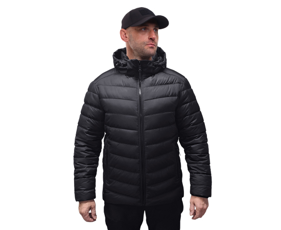 Чорна стьобана куртка чоловіча з капюшоном Proxima Black, Розмір: 56-58 (XL), зображення 3