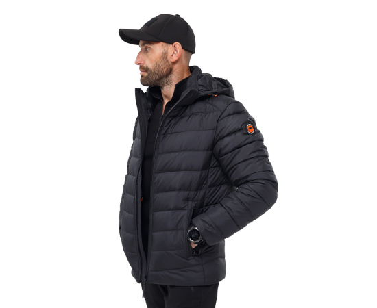 Чорна стьобана куртка чоловіча з капюшоном Proxima Black, Розмір: 62-60 (XXL), зображення 5