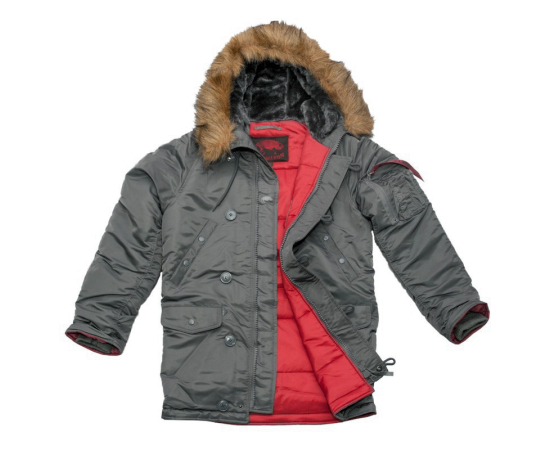 Сіра чоловіча куртка Аляска Slim Fit N-3B Gray подовжена, Розмір: 56-58 (XL), зображення 12