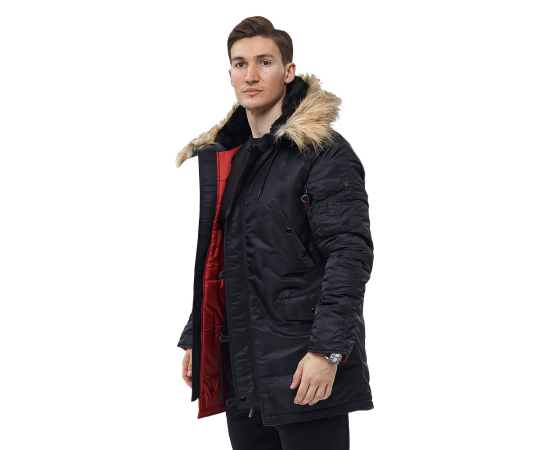 Куртка Аляска чоловіча зимова Slim Fit N-3B Black, Розмір: 64-66 (XXXL), зображення 3