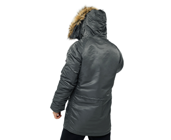 Сіра чоловіча куртка Аляска Slim Fit N-3B Gray подовжена, Розмір: 48-50 (M), зображення 5