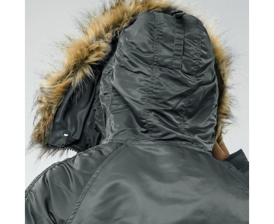 Серая мужская куртка Аляска Slim Fit N-3B Gray удлиненная, Размер: 44-46 (S), фото 15