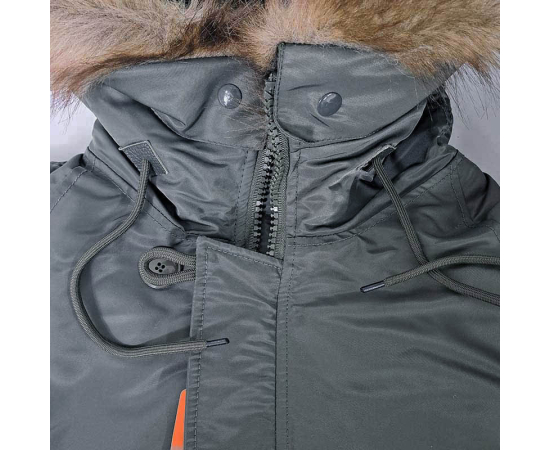 Сіра чоловіча куртка Аляска Slim Fit N-3B Gray подовжена, Розмір: 40-42 (XS), зображення 31