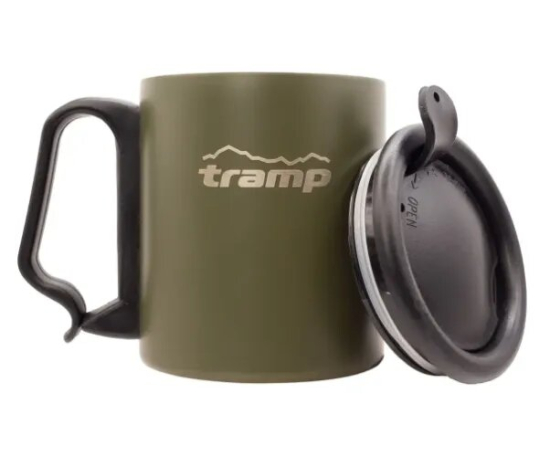 Термокружка с поилкою и защелкой 350мл Tramp Olive, фото 2
