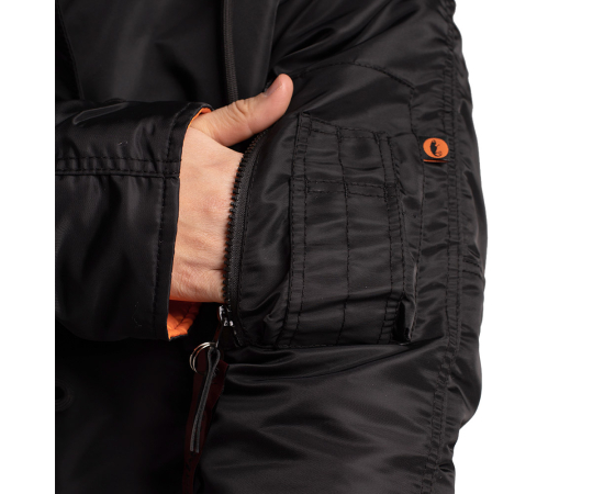 Черная зимняя куртка Аляска N-3B Black мужская удлиненная, Размер: 40-42 (XS), фото 12